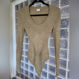 Abercrombie & Fitch Green Ribbed Sweter Bodysuit, Size M